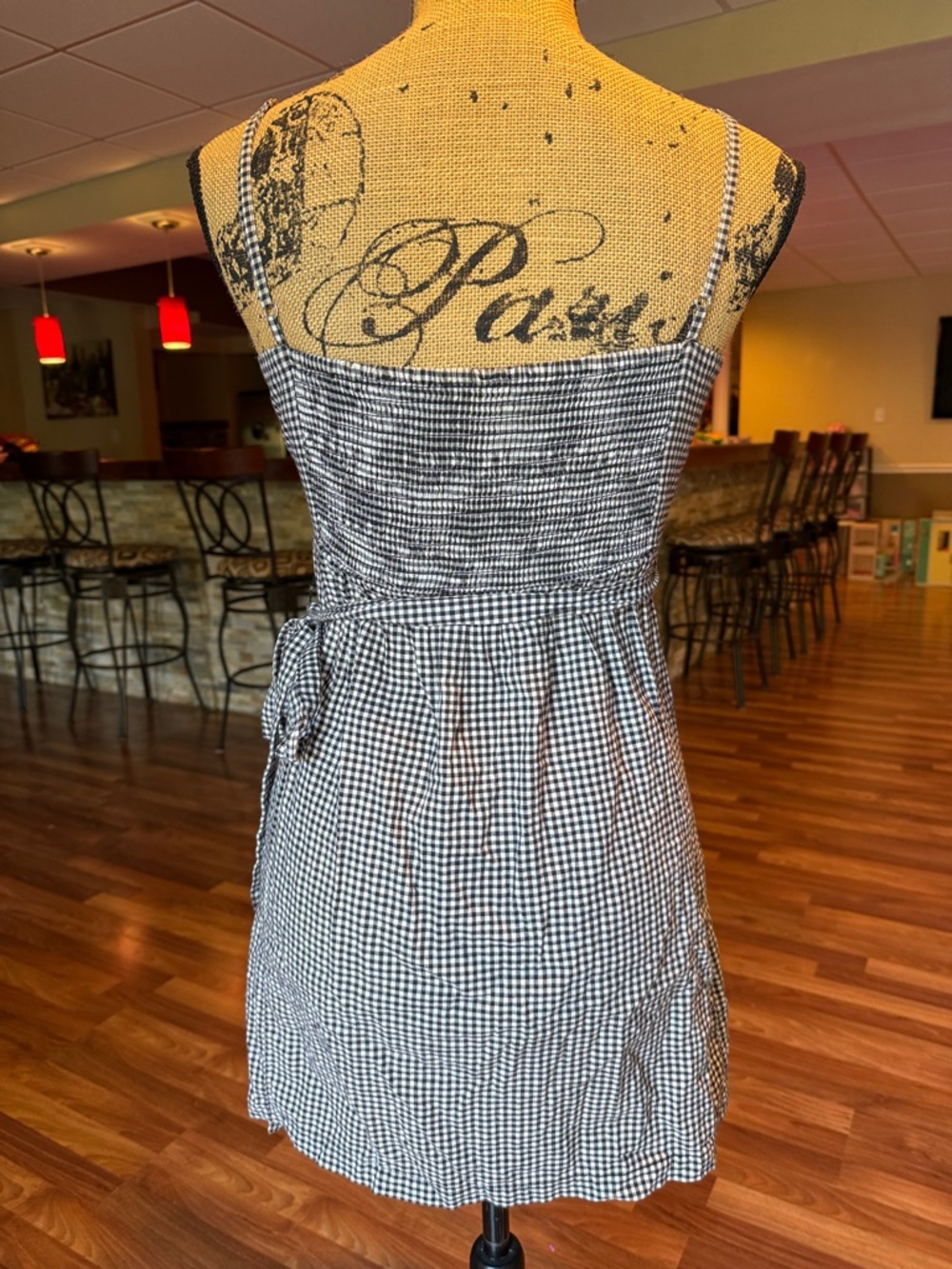 Free People size XS gingham print true wrap dress - Picture 6 of 9